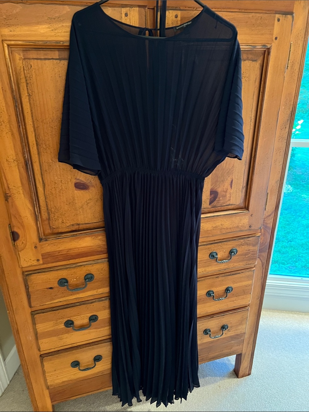 Elegant NAVY Pleated Women’s Dress